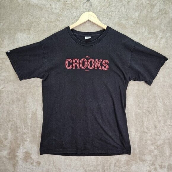 Crooks and Castles Double-Sided Spell Out T-Shirt Black Short Sleeve Mens Size L - Picture 1 of 10